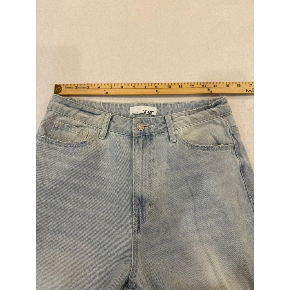 VERVE HIGH WAIST DISTRESSED WIDE LEG JEANS LIGHT‎ WASH DENIM SIZE 29
